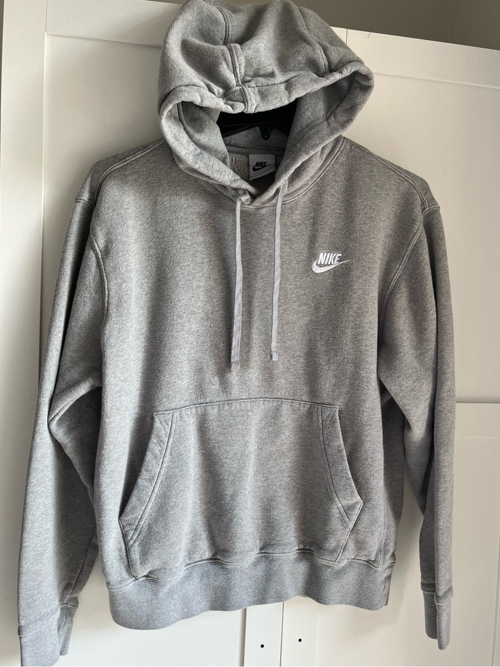 Nike Light Gray Pullover Hoodie with White Logo small sweatshirt cotton